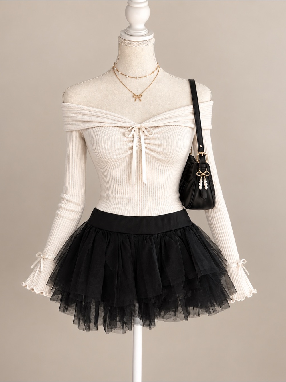 Mable Black Layered Tulle Tutu Mini Skirt S